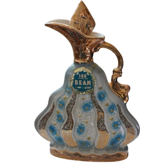 Vintage Jim Beam 1970 Floral Gold Gilt Bourbon Whiskey Decanter empty - Picture 1 of 13